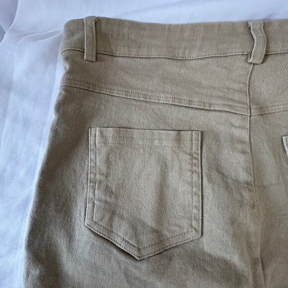 HYFVE Size Large tan slight bell bottom pants stretch see slit on bottoms decor - Picture 11 of 14